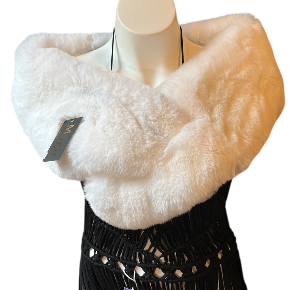 Magic Scarf Faux Rabbit Fur Stole Satin Lining NWT - Picture 2 of 9